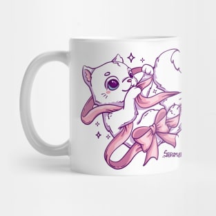 Cute Cat playing with festive ribbon bow Mug